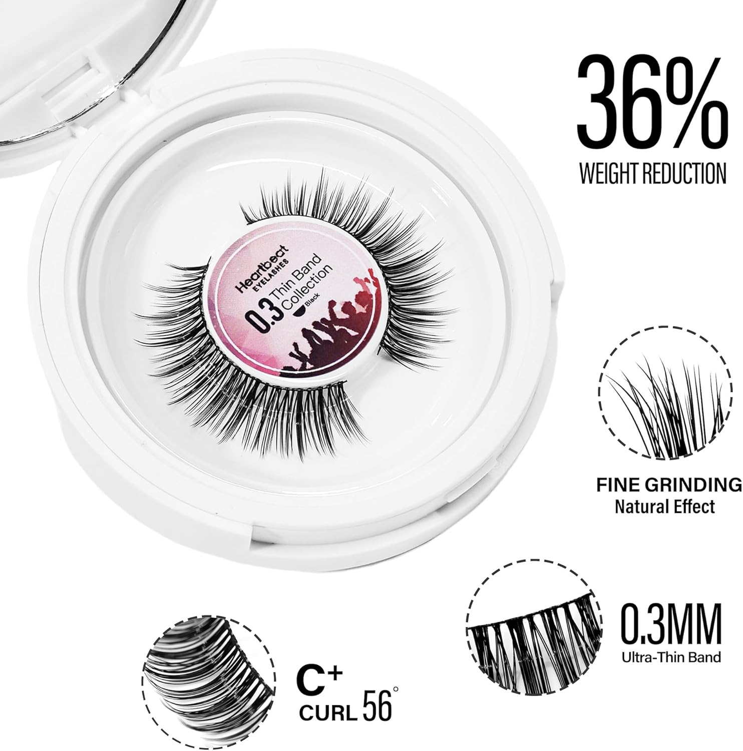 Happy Heartbeat False Lashes Natural Look Thin Band Eyelashes,Soft Wispy Cat Eye Volume Reusable Strip Fake Lashes,With Lash Glue and Eyelash Curler Professional Kit (LS1 Kit)