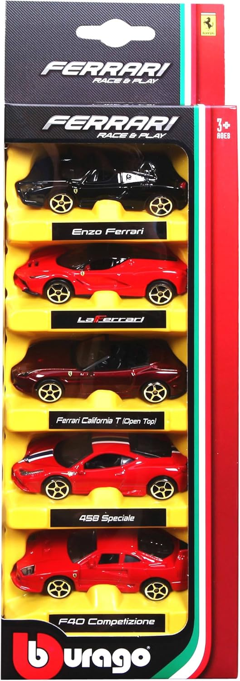 Bburago B18-56105 1:64 Ferrari Race and Play 5 Vehicle Pack, Assorted Colours image number 4