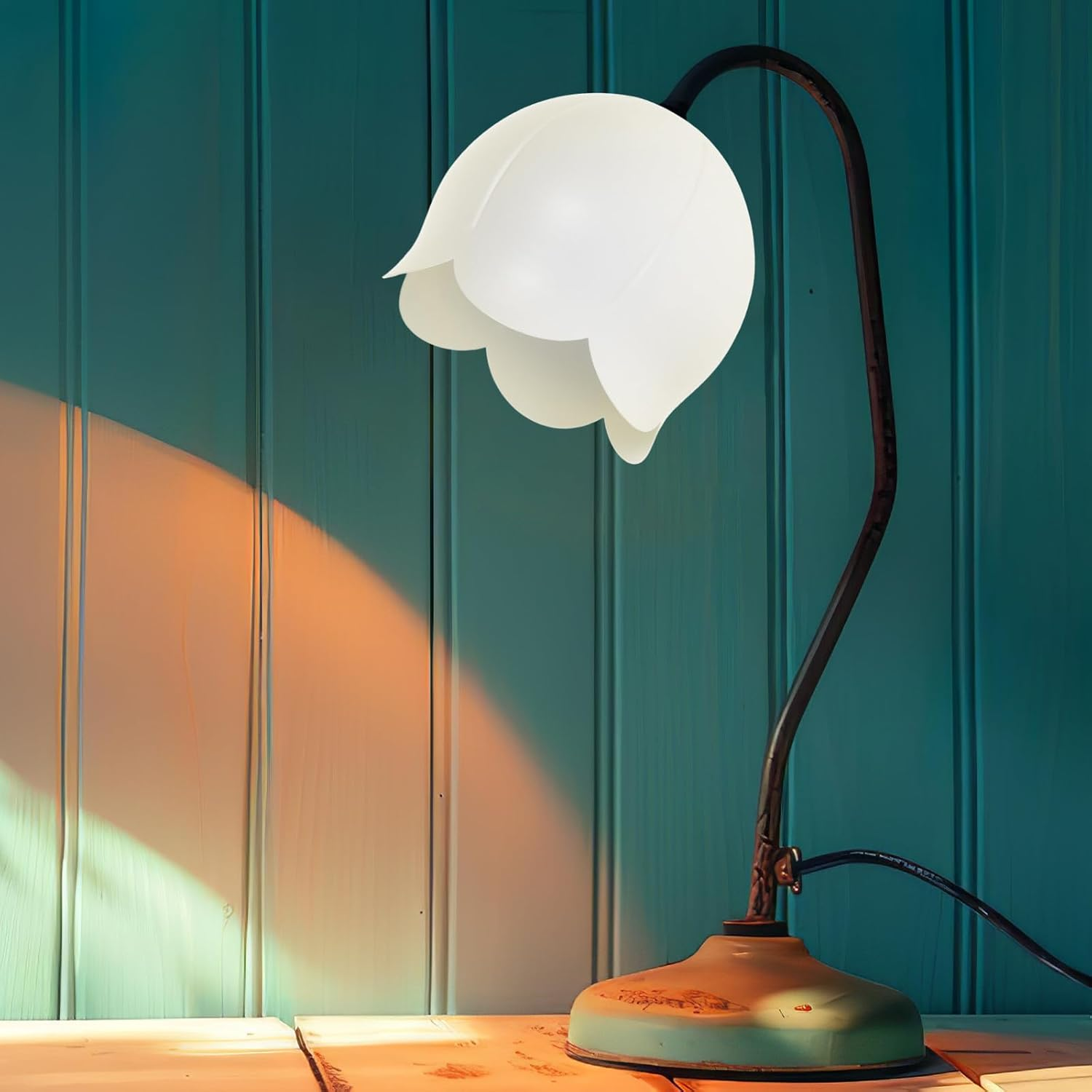 WOONEKY Bellflower Lampshade Small Flower Lamp Shade for Table Lamp Bedroom Night Light Replacement Lampshade Compatible with GU10 Bulb Holder Frame 1Cm Hole Diameter image number 2