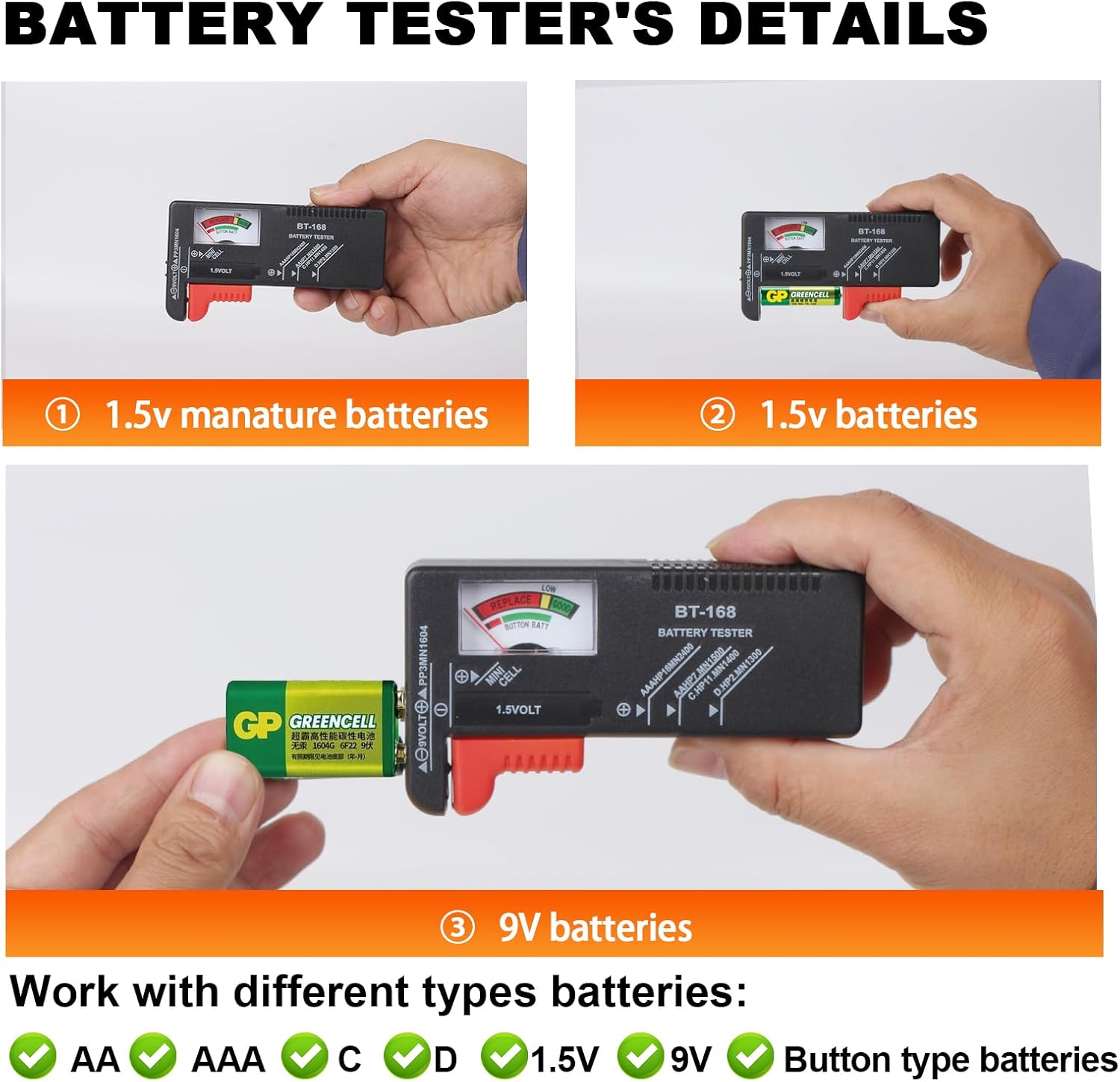 Battery Box Organiser Storage Organiser with Battery Tester