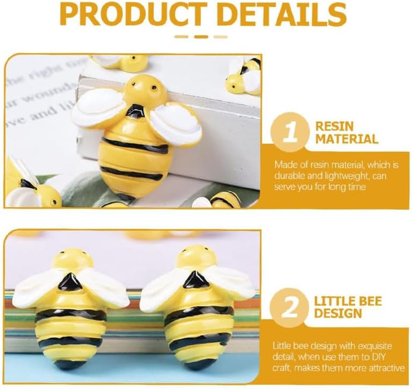 50Pcs Small Resin Bees, 3 Sizes Flat Back Bumble Bee Decor, Decorative Tiny Plastic Craft Embellishments image number 4
