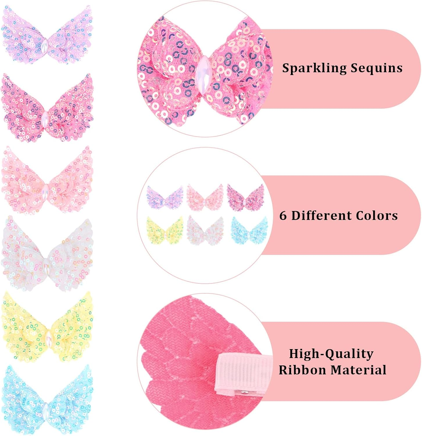 Srotmirw Women'S Hair Clips, Pack of 6 Bow Wing, Hair Accessories for Women with Sequins, for Women and Girls in Daily Life image number 5