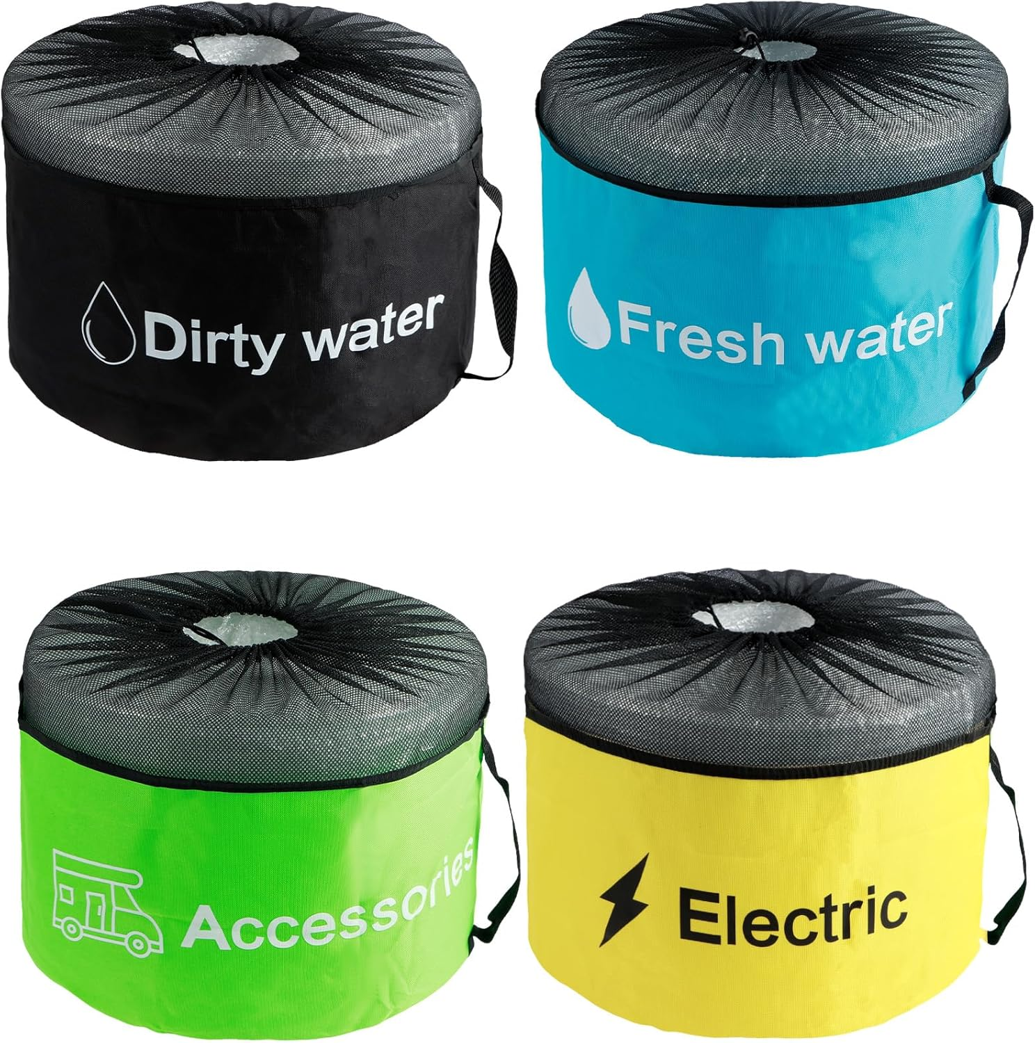 US 3/4Pcs RV Hose Storage Bags with Mesh Top Waterproof RV Utility Bag Multifunctional RV Accessories Storage Bags with Straps Large Sewer Hose Bag for Fresh/Black Water Hoses Electrical Cords image number 5