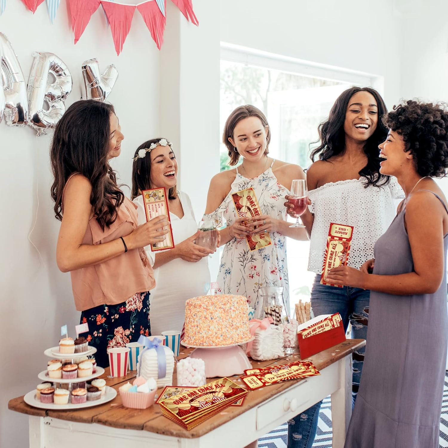 Fuutreo 50 Pcs Circus Invitations with Envelopes Vintage Circus Party Invitations Themed Circus Birthday Invitation Cards Double Sided Party Ticket Invites Cards for Children Circus Party Supplies - Bowling image number 4