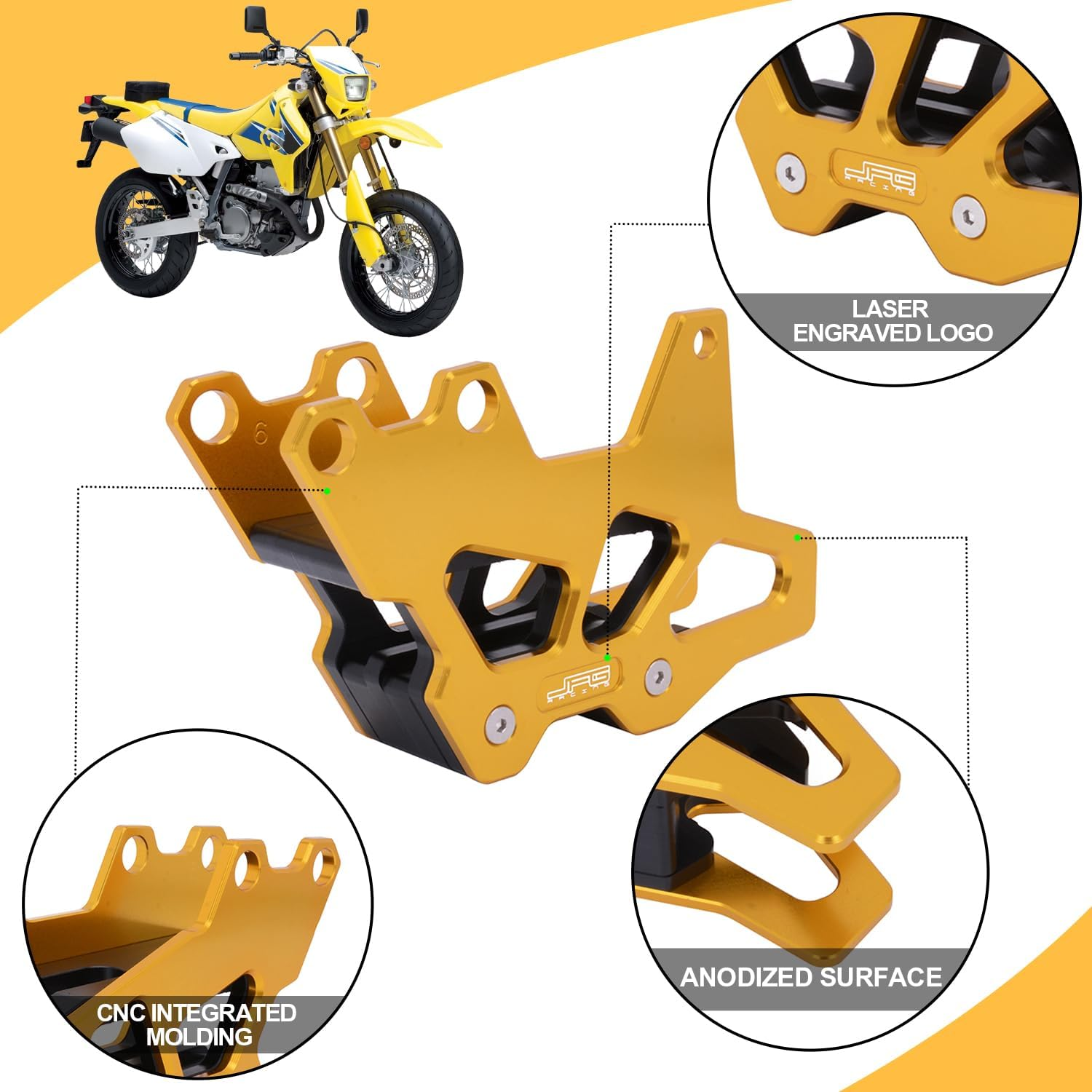 Anxin Motorcycle Chain Guide Guard Protection CNC for DRZ400 DRZ400E DRZ400S DRZ400SM DRZ250 RM125 RM250 RMZ250 RMZ450 RMX450Z Gold image number 6