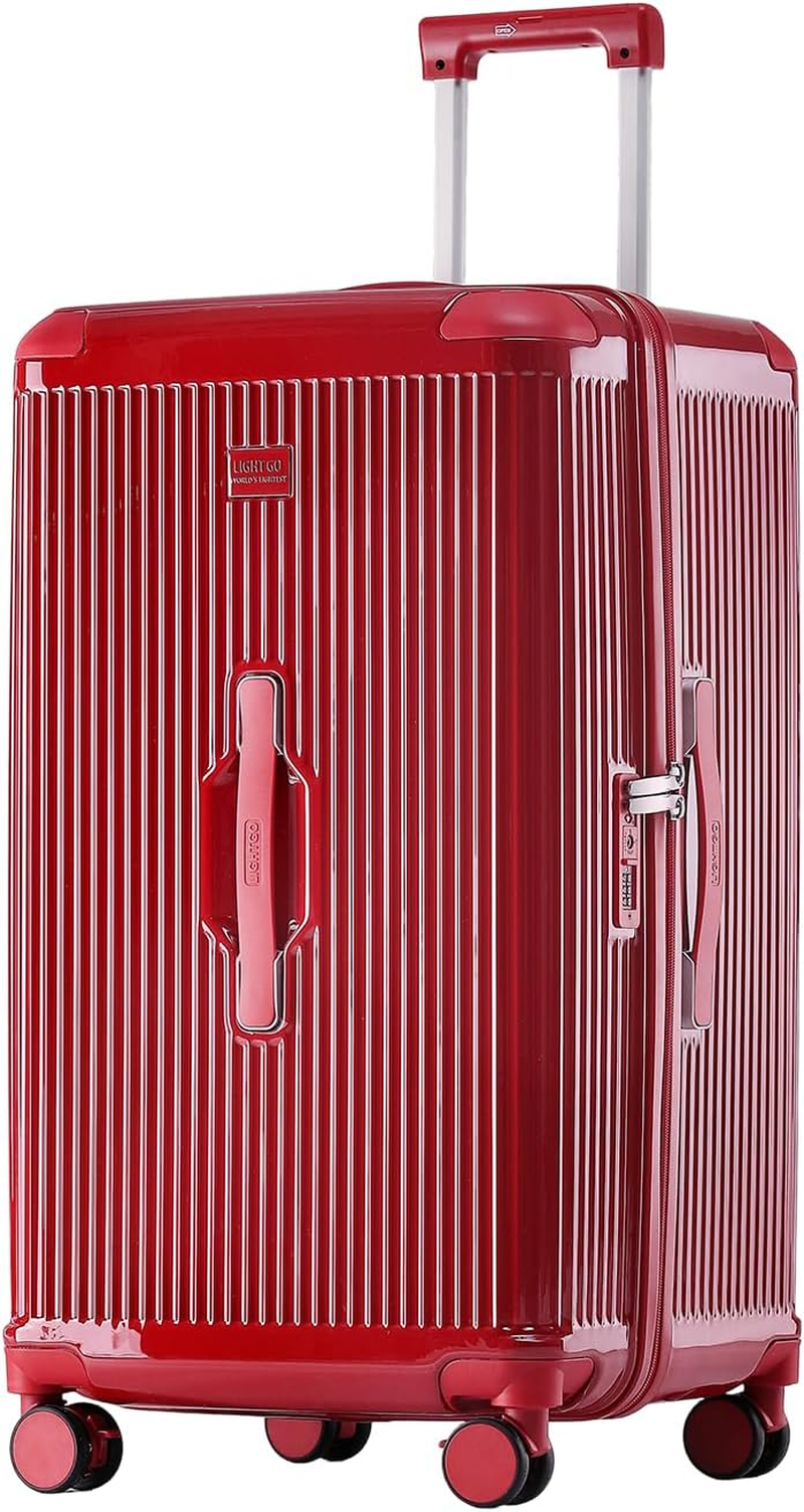 LIGHTGO Series 20/28/30 Inch Aerospace-Grade Hardshell Luggage &ndash; Max Capacity with Dual-Brake Silent Wheels (Red, 20Inch)