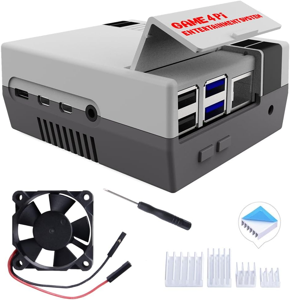 Geeekpi Case for Raspberry Pi 4, Cooling Fan, Heatsink for Raspberry Pi 4, Retro Gaming Nes4Pi Case for Raspberry Pi 4 Model B/4B image number 5