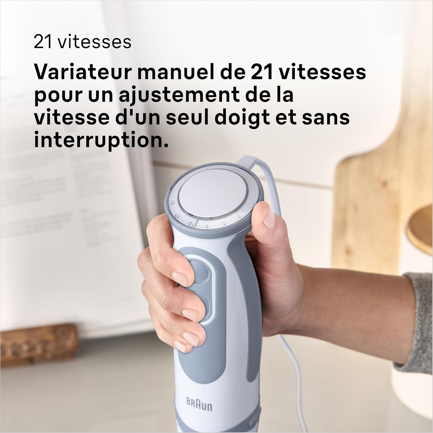 Braun House Hold Mq5200 Hand Blender, Plastic, White/Grey image number 6