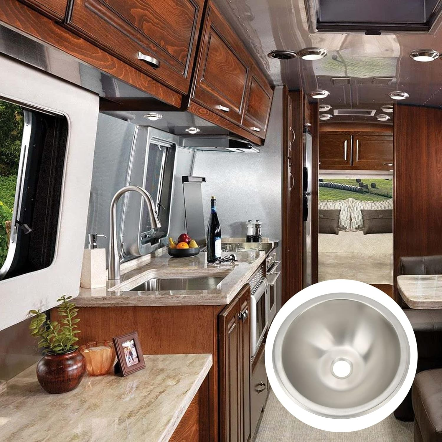 Round Boat Sink Small Rv Sink Sink Smoothing Stainless Steel Spoelbak for Boat Waste Water & Sanitation image number 1