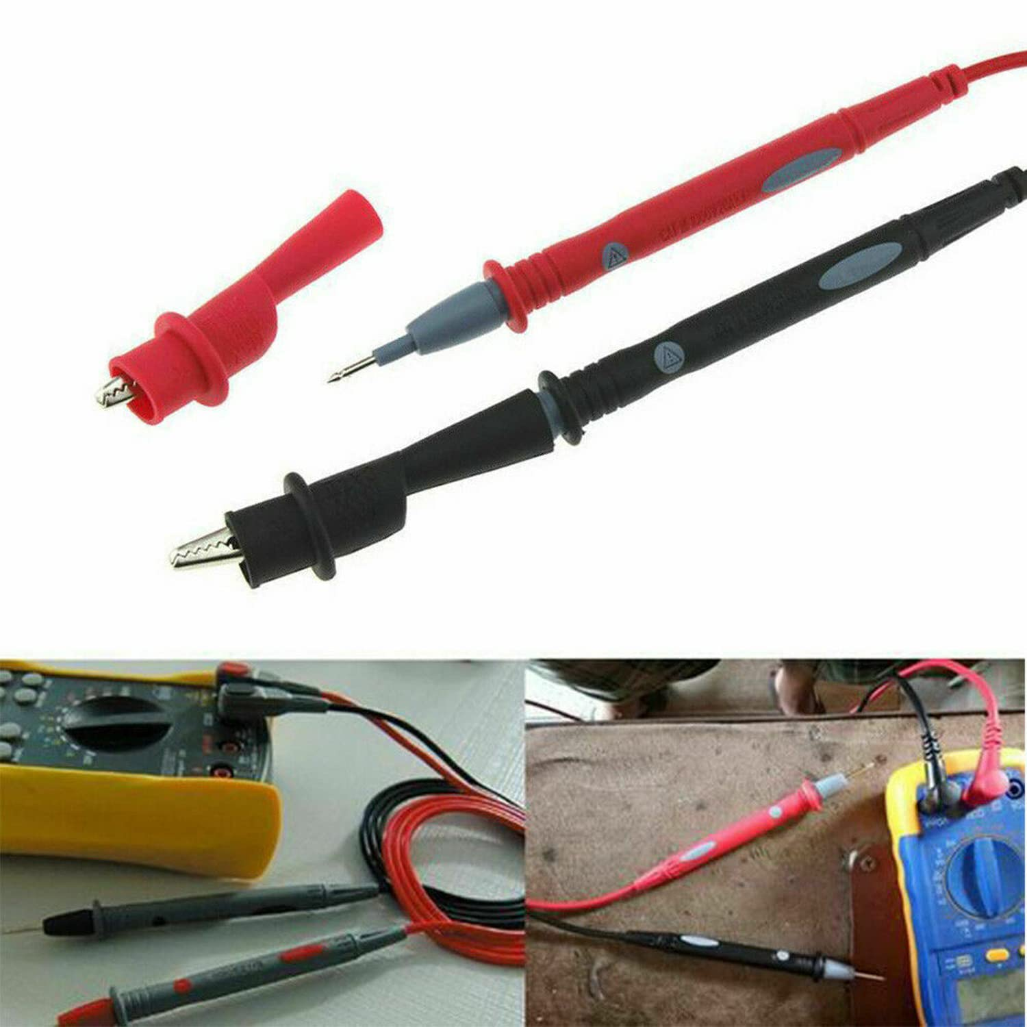 1Pair 1000V 20A Digital Multimeter Multi Meter Test Lead Pen Cable with 2PCS Crocodile Clips image number 1