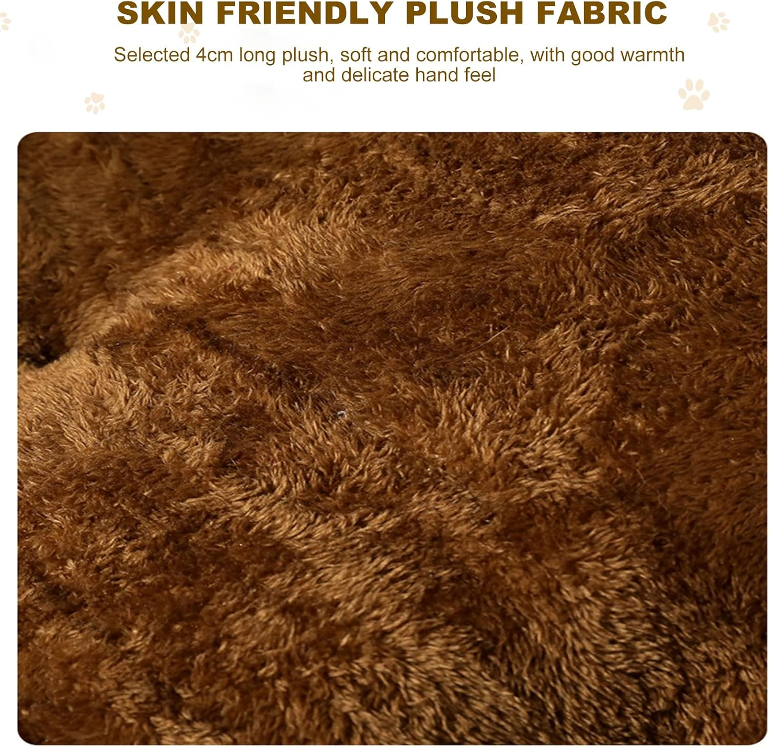 Plush Paw-Shaped Pet Bed, Brown and Grey, Soft Faux Fur Cushion for Dogs and Cats 60 * 70Cm(M) image number 5