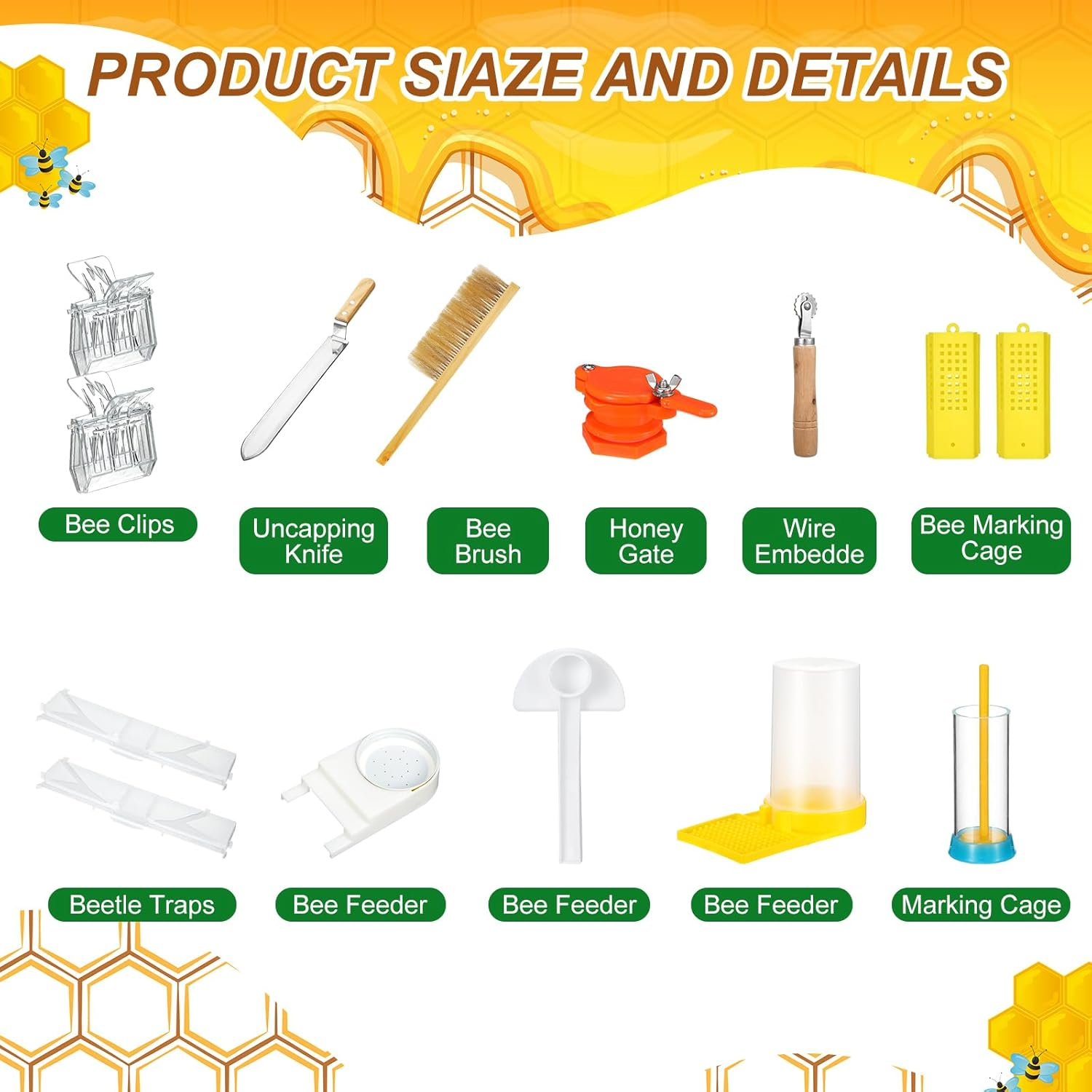 30 Pcs Beekeeping Supplies Beehive Equipment Beekeeping Starter Kit Bee Keeper Supplies All with Jacket Beehive Kit Bee Smoker Uncapping Tool for Beginners Professional Beekeepers(Large) image number 1