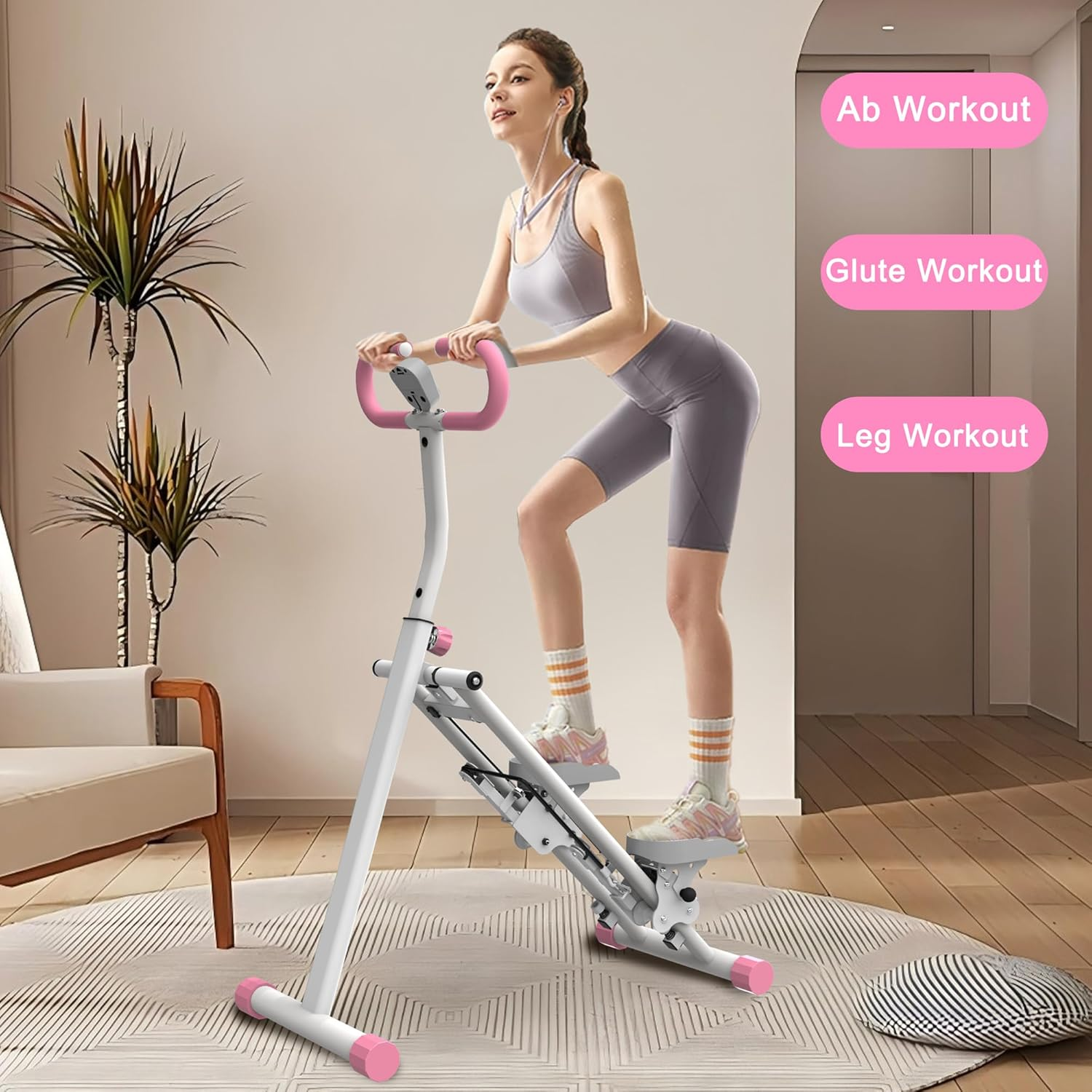 Stair Stepper for Home-Upgrade Vertical Climber Workout Machine for Full-Body Exercise Climber Fitness Equipment with Stable Frame Adjustable Handlebar-Pink image number 1