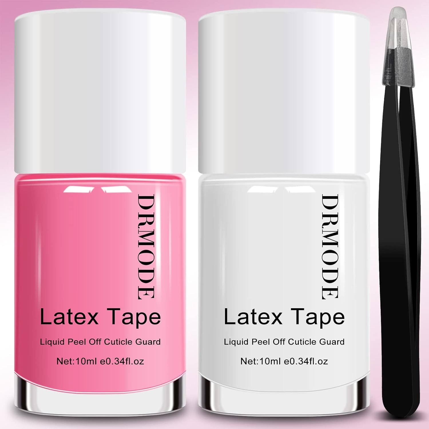 DRMODE Liquid Latex for Nails, Nail Latex Tape Peel off Fast Drying Nail Polish Barrier, Nail Cuticle Guard Protector for Fingers Nail Stamping with Tweezers for Nail Art image number 3