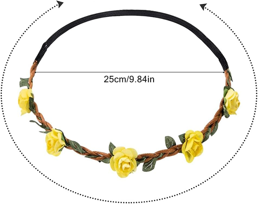 Ssyang Flower Wreath Flower Crown Headband, Pack of 12 Flower Crown Headband, Flower Crown, Hair Wreath Hair Band, Flower Crown Bride, Women Girls for Festival Party Wedding Beach