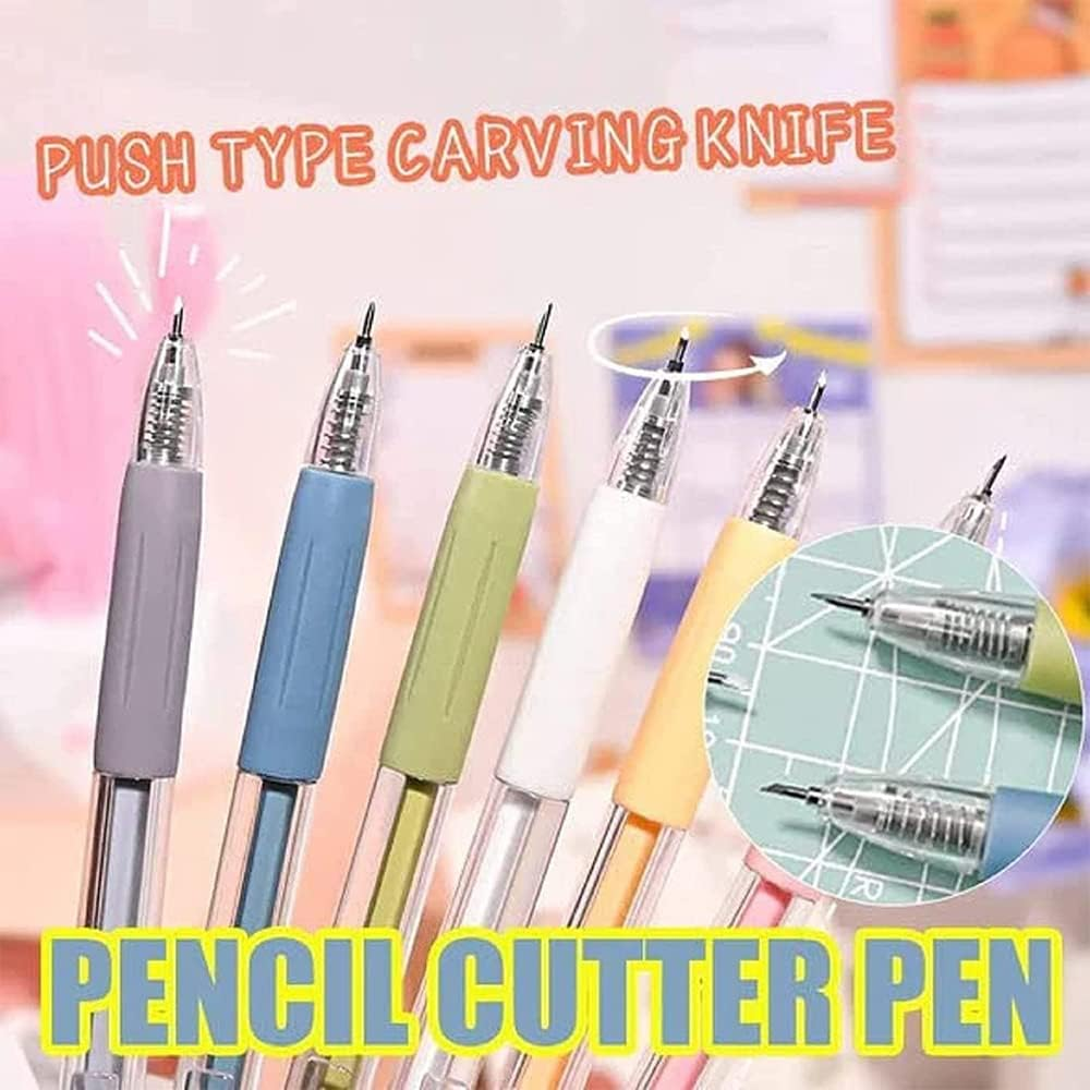 6Pc Knife Pen Craft Cutting Tools, Pen Knife for Crafts, Creative Retractable Hobby Knife Pen, Exacto Knife Pen Cute, Thin Blade for Art Paper Scrapbook, Paper Pen Cutter, Pen Cutter Tool image number 3