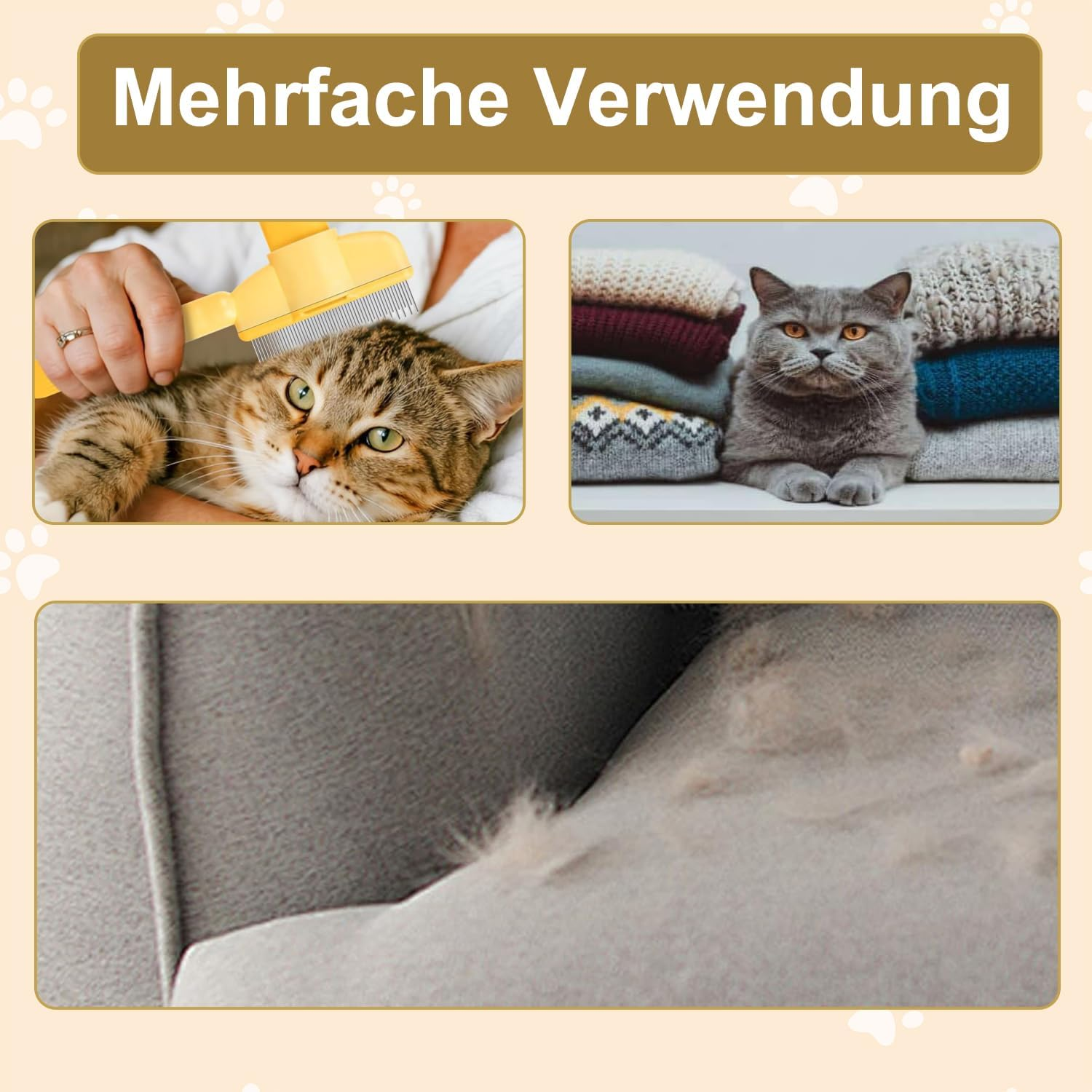 Voarge Pack of 2 Self-Cleaning Flea Comb, Fur Flash Brush Cat, Pet Dog Brush, Hair Remover, Pet Brush, Long Hair and Short Hair, Slicker Brush