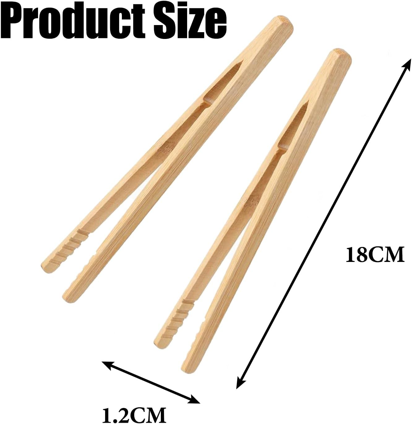Bamboo Toaster Tongs 2Pcs - Wooden Kitchen Tongs for Cooking and Grilling - Versatile and Modern Cooking Accessory for Home and Restaurant Use image number 2
