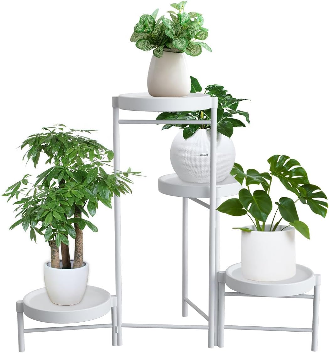 Plant Stand for Indoor, Foldable Corner Plant Shelf Plant Rack Organizer Flower Pot Planter Display Storage Shelf for Patio Garden Living Room image number 1