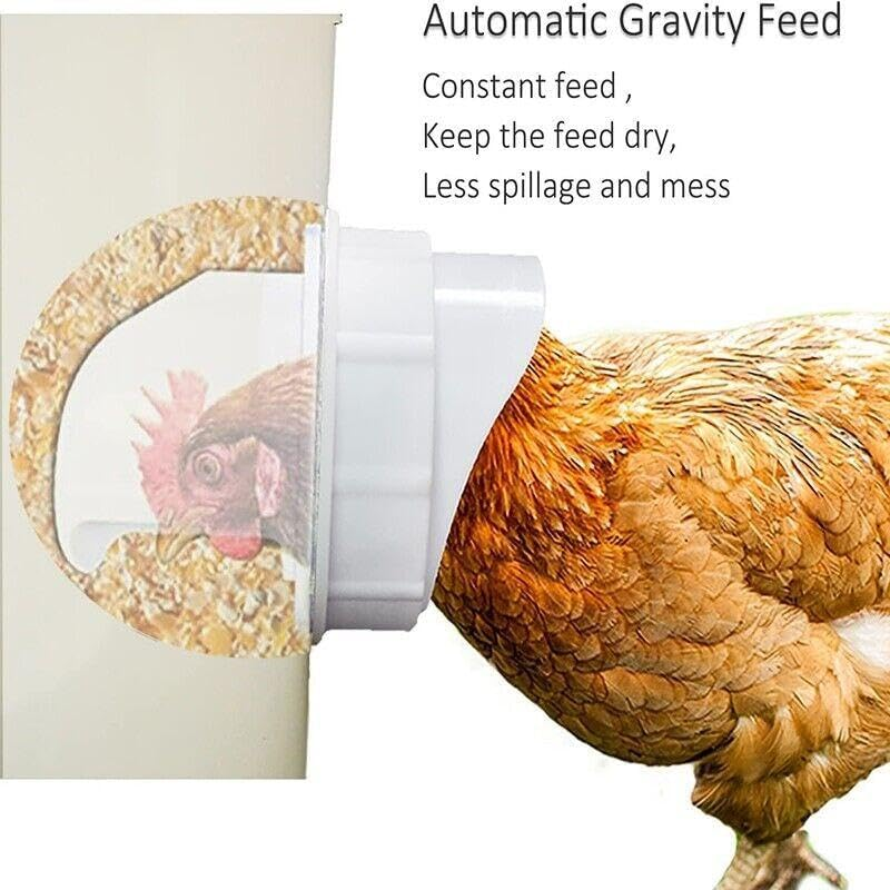 New Chicken Feeder Poultry Pro Feeder DIY Port PVC Gravity Fed Chicken Feeder, Rainproof, Reduces Waste, Includes 4 Feeding Ports and Hole Saw - 5 Pcs/Set (4*Ports+1*Hole Saw) image number 5