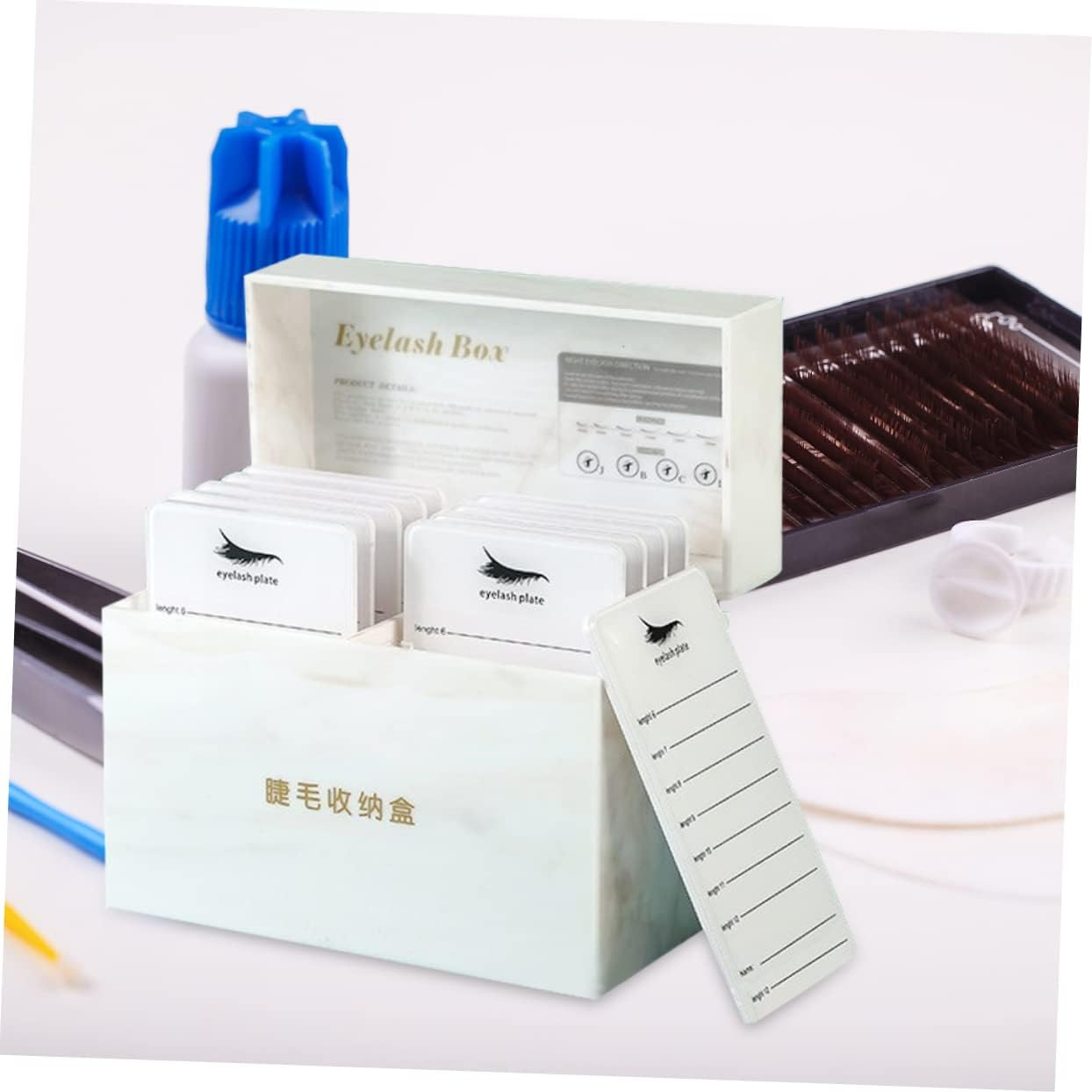 KALLORY 9Pcs Acrylic Lash Tray Lash Holder Tray Eyelash Storage Board for Extensions Extension Tool image number 5