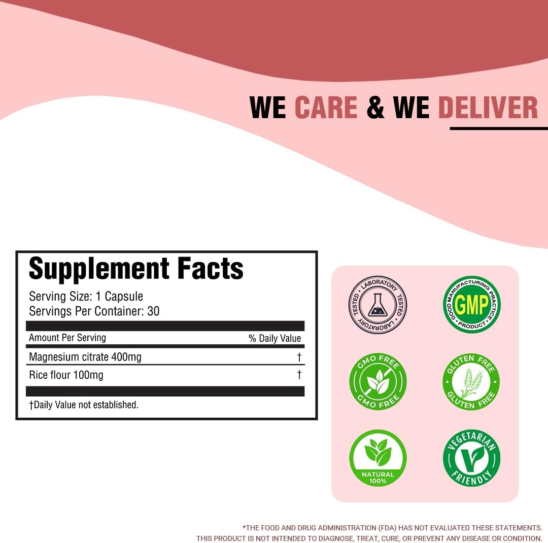 Imemyself Magnesium Citrate Capsules - 30 Count | Dietary Supplement for Daily Wellness image number 1