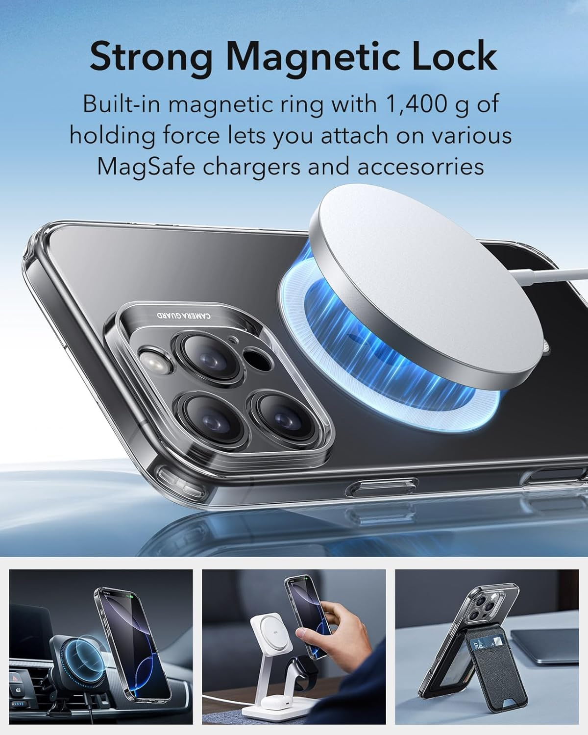 ESR for Iphone 16 Pro Case, Compatible with Magsafe, Camera Protection, Shockproof Thin Cover, Resists Yellowing and Scratches, Magnetic Phone Case for Iphone 16 Pro, Zero Series, Clear image number 6