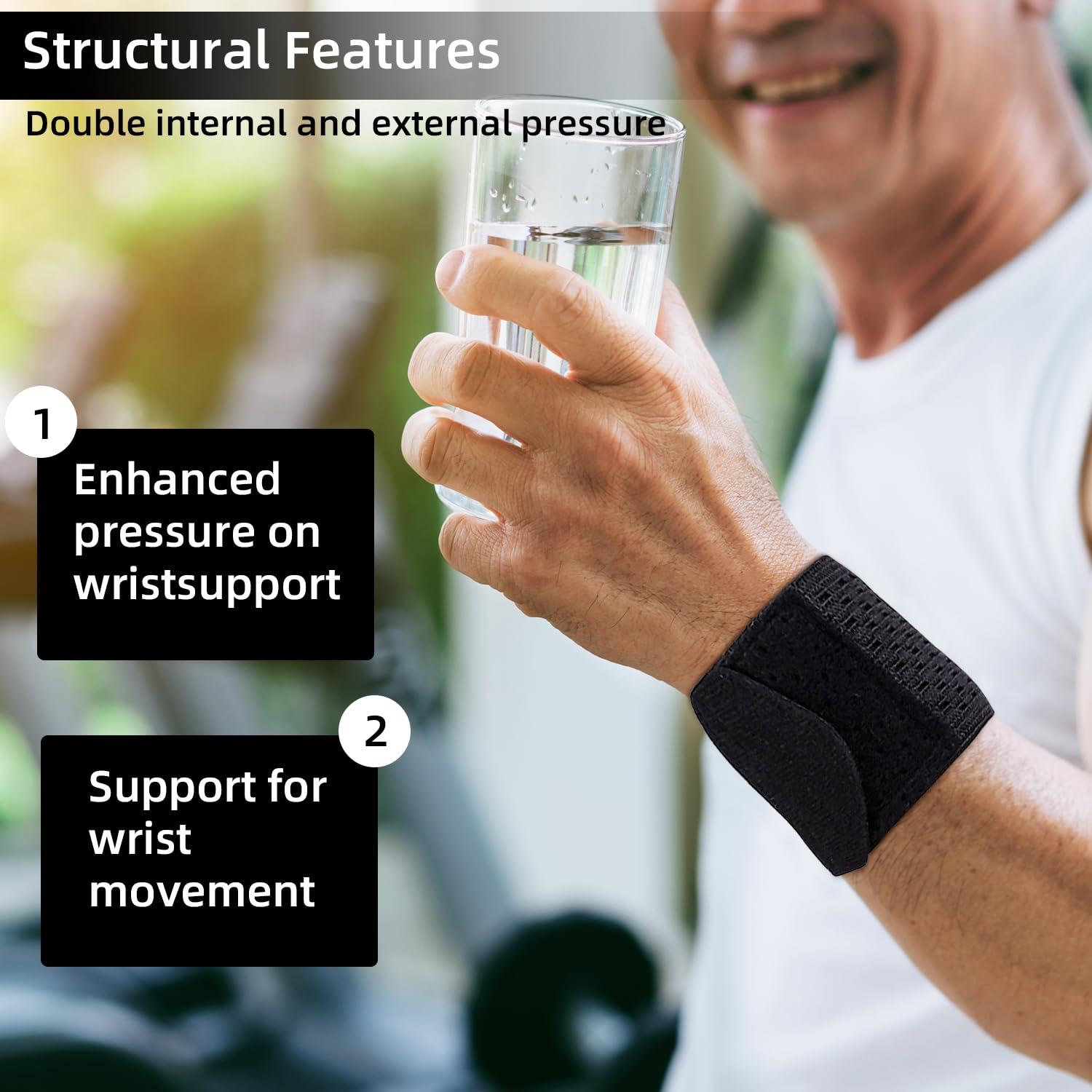 Wrist Brace & Wraps [2 Pcs] - Adjustable Carpal Tunnel Support & Sports Fitness Wrist Strap for Women Men (Black)