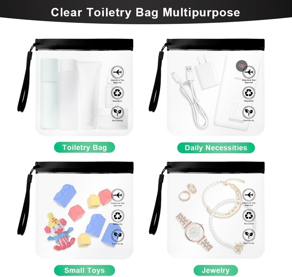Clear Travel Toiletry Bags, TSA Approved, Quart Size Waterproof, 4-Piece Set image number 4
