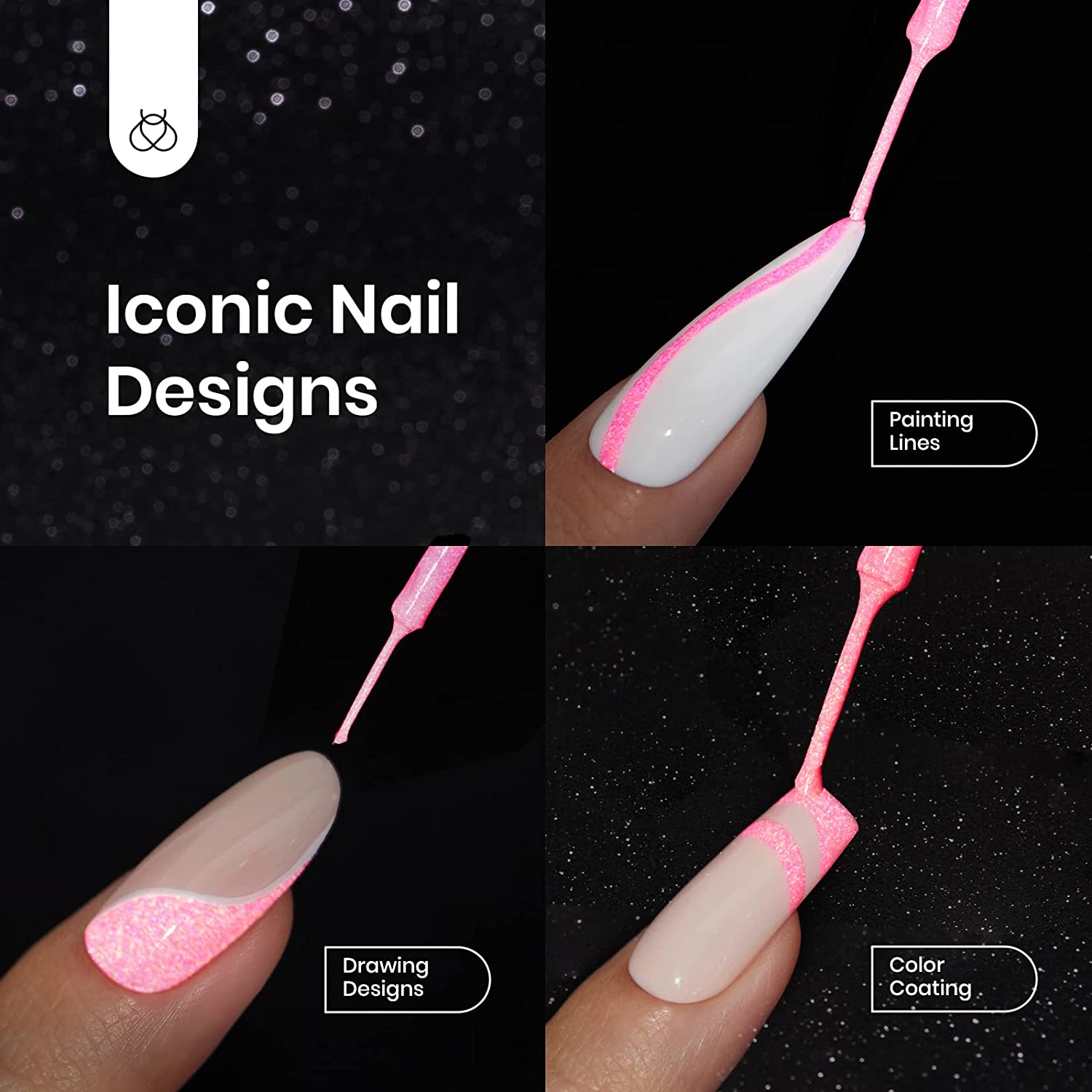 Beetles Gel Polish Gel Polish Neon Glow in the Dark Gel Liner Nail Polish - 6 Colors Luminous Green Blue Hot Pink Liner Nail Art Gel Soak off Led Nail Lamp Fluorescent Bright Glows Pink image number 6