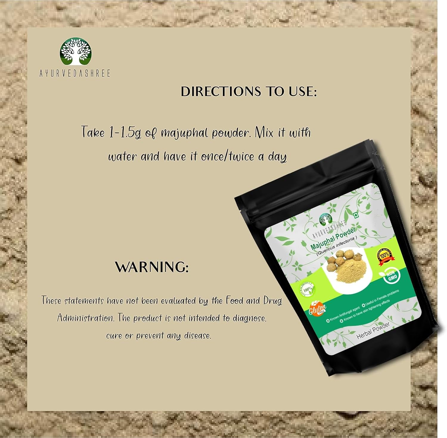 AYURVEDASHREE Majuphal Powder 100 Gm Galnuts Powder (Quercus Infectoria) 100% Pure Quercus Infectoria/Majuphal/Manjakani