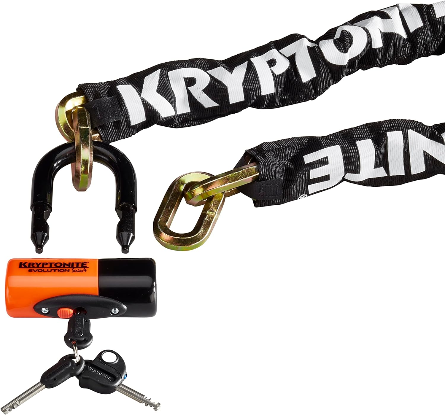 Kryptonite 999515 Black 12Mm X 39" (1210) New York Chain and Evolution Series-4 Orange 14Mm Disc Lock image number 2