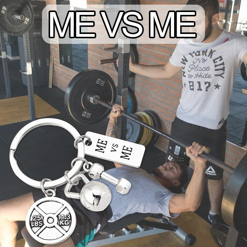 Inspirational Fitness Gifts Workout Keychain for Men Women Dumbell Kettlebell Kering Charms for Sports Lover Gym Gifts for Trainer Christmas Birthday Gifts for Family Friend image number 1