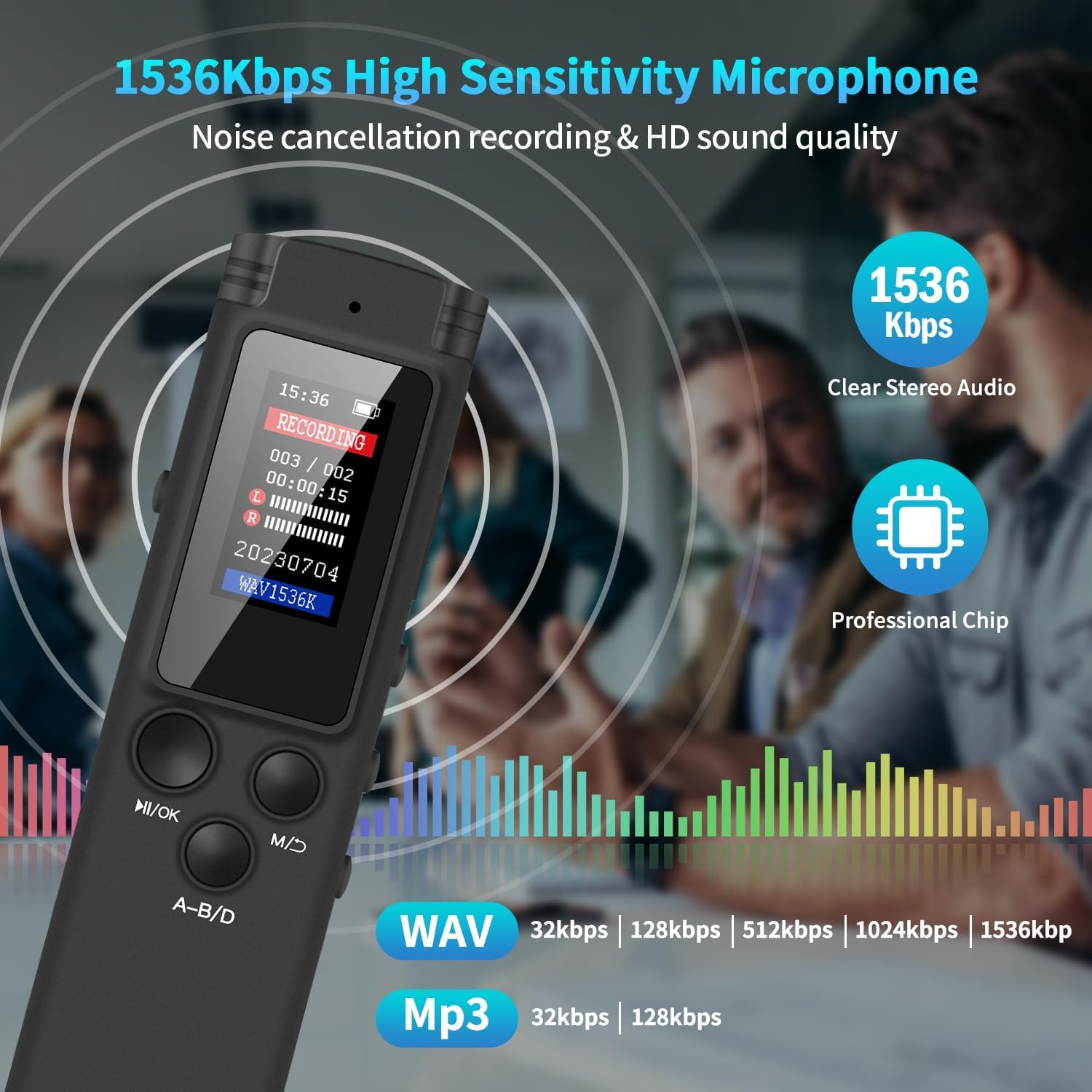 64GB Digital Voice Recorder Voice Activated Recorder for Lectures Meetings, Audio Recorders with Playback, Password, Variable Speed, Tape Recorders USB Charge, MP3 (With Play) image number 1