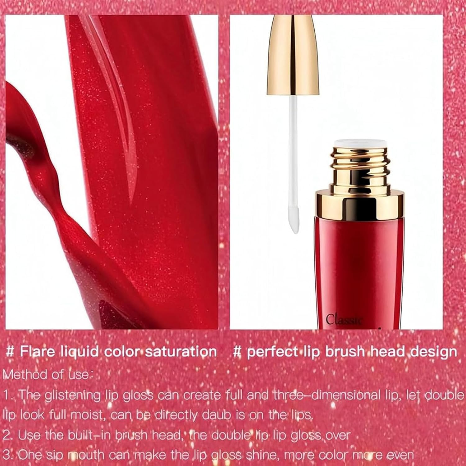 Diamond Lip Gloss Matte to Glitter Liquid Lipstick Waterproof, Diamond Shiny Long Lasting Lipstick Glitter Lipgloss Matte Liquid, Glitterlip Gloss for Women, Waterproof Makeup (E)