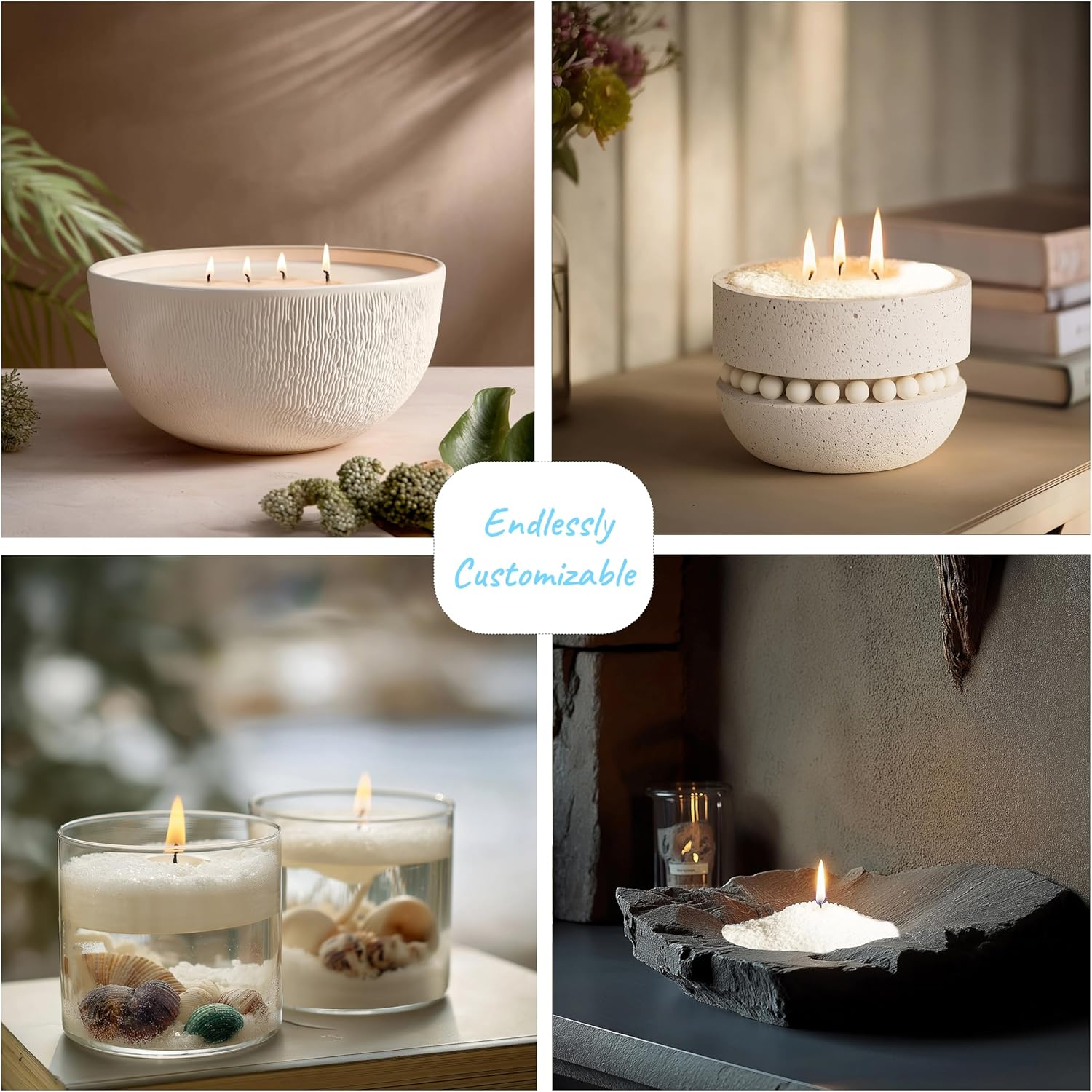 Pearled Candles Sand and Wicks Gift Set Scented Candle Sand Wax with Wick Natural Wax Beads Customized Powder for Candle Making Candle Refill Kit 2 * Natural Fragrance Oils & 2* Free Large Glass Jar image number 2