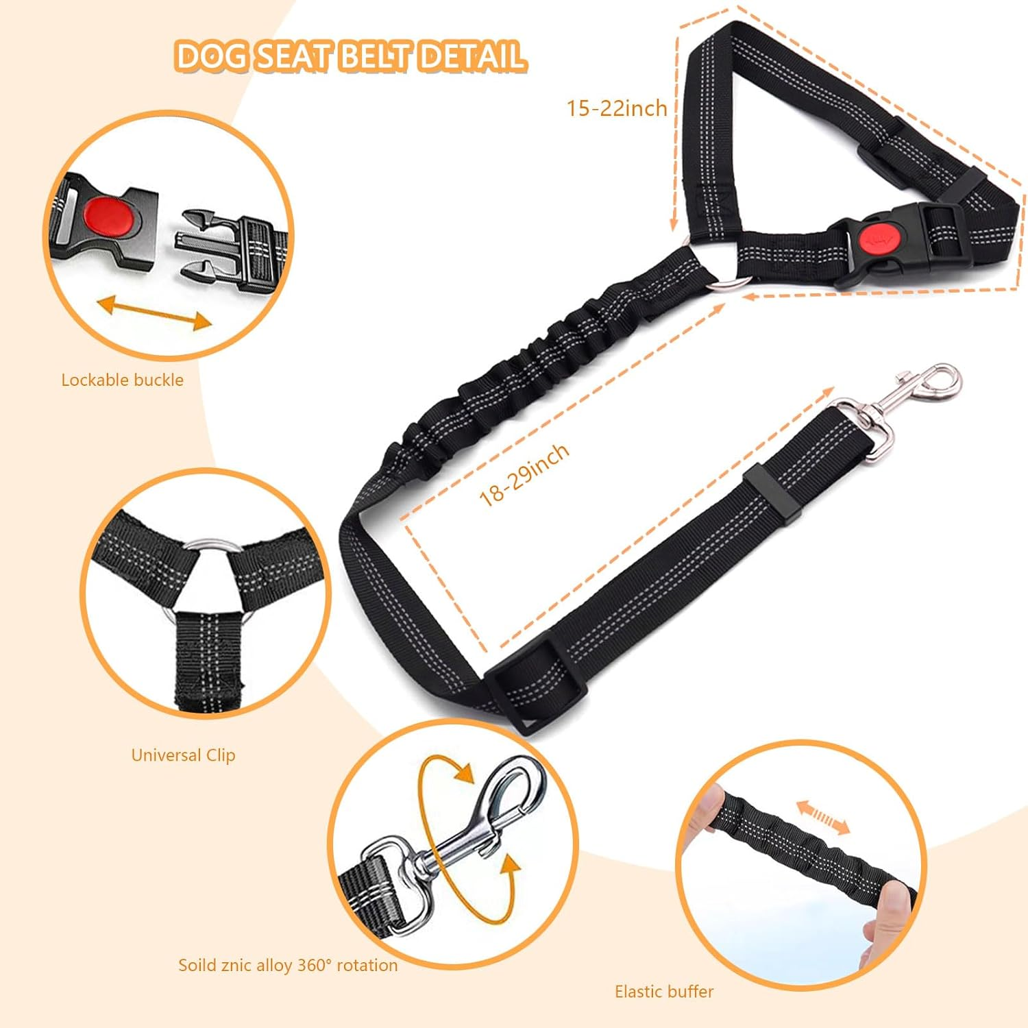 2Pcs Adjustable Pet Dog Cat Car Seat Belt Safety Leash Vehicle Seatbelt Harness