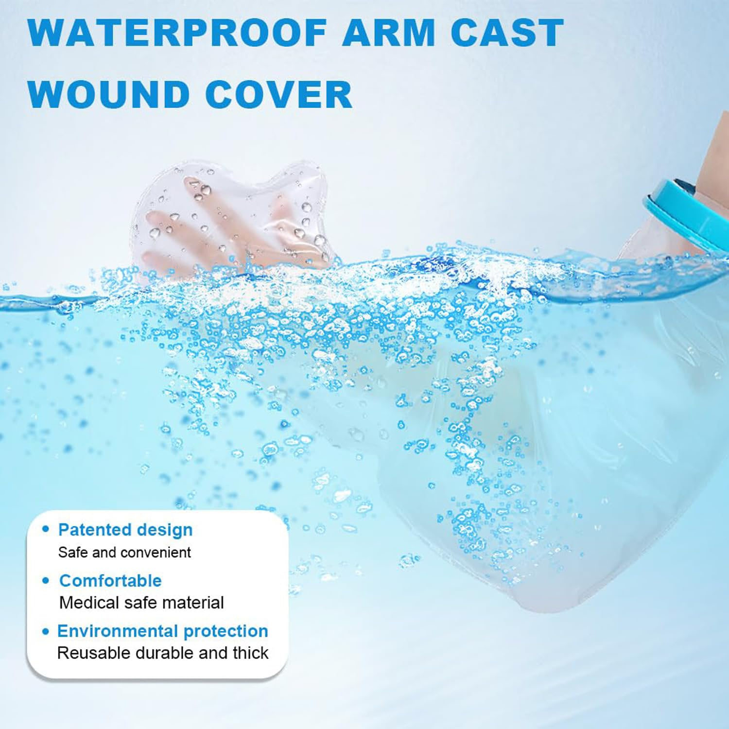 Xinghonyac Kids Arm Cast Cover for Shower Bath, Waterproof Cast Cover, Reusable Arm Plaster Shower Cover, Wrist, Finger Wound Protection Shower Cover, Arm Protector Cover Fits Unisex image number 1