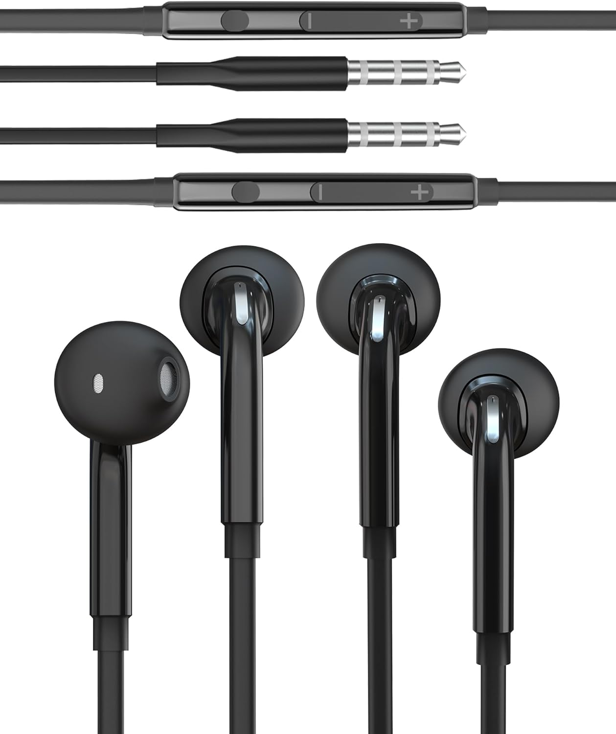 Zoyuzan 3.5 Mm Jack Ear Headphones (Pack of 2) - 1.2 M Cable with Microphone - Unisex - Schwarz - Wired - In-Ear - Headphones image number 6