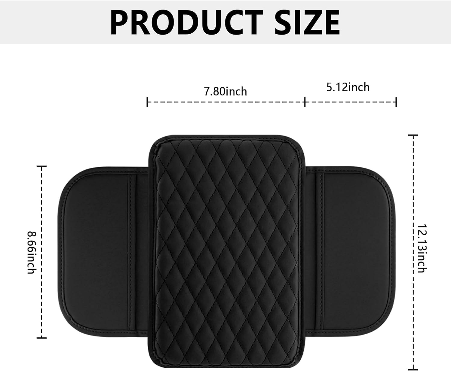 Upgraded Car Center Console Cover,Microfiber Leather Car Armrest Cover Cushion with 2 Storage Bags,Car Armrest Storage Box Car Interior Accessories for Most Vehicles (Black) image number 2
