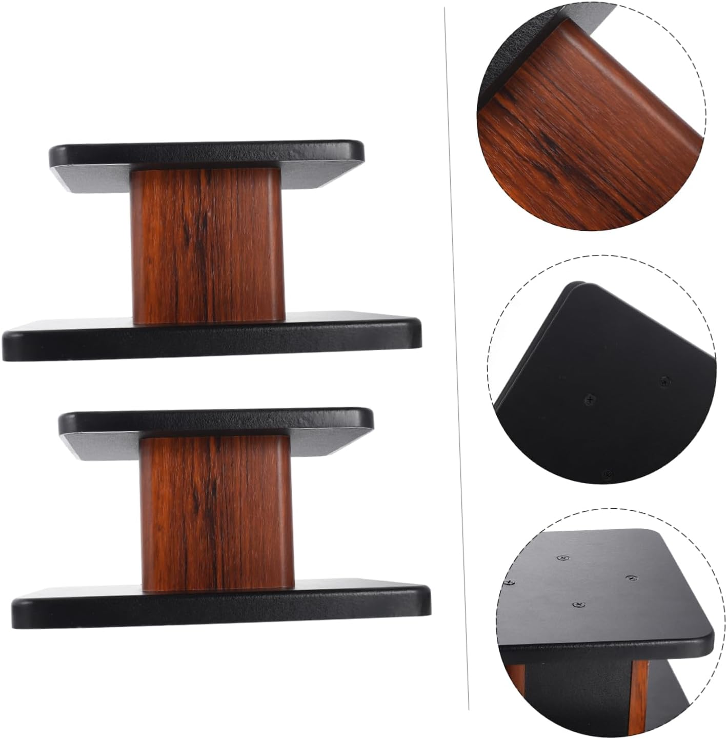 ERINGOGO Pair of Floor-Standing Speaker Stands for Hifi Audio Adjustable Height Solid Wood Design for Home Theater and Karaoke Setup 15Cm High -15 Yellow Sandalwood image number 5