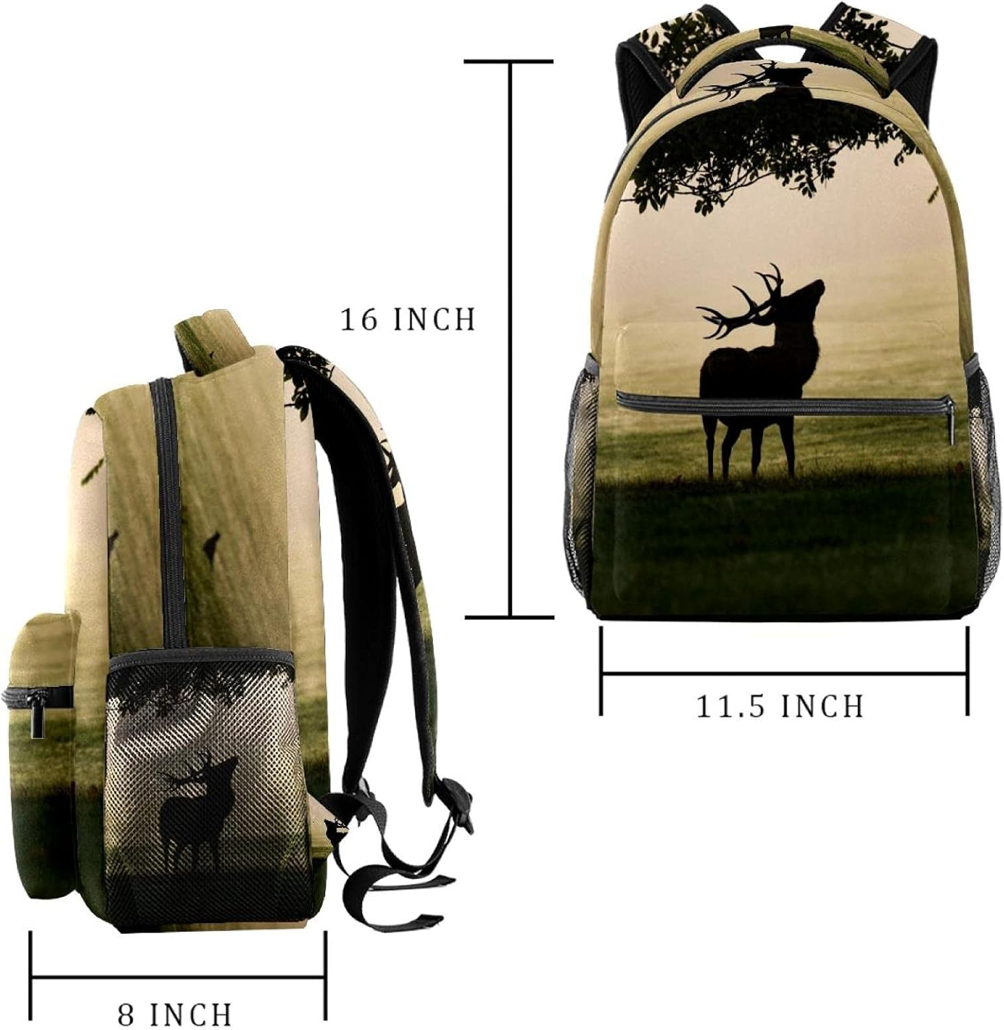 Red Deer Ant Antler Backpack Students Shoulder Bags Travel Bag College School Tote Backpacks image number 2