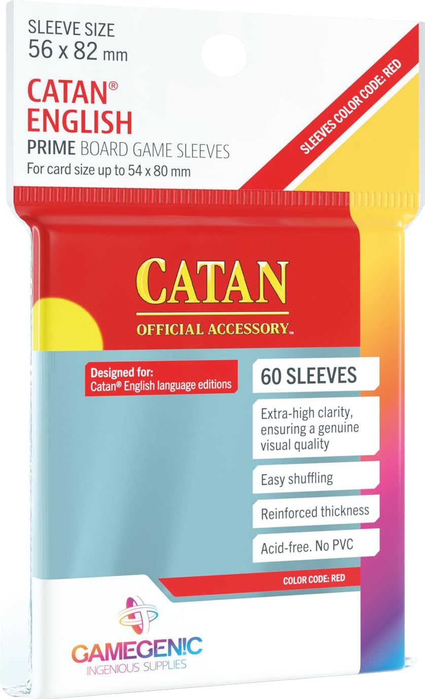 Gamegenic | Prime Board Game Sleeves | RED - Catan English 56Mm X 82Mm, 60 Sleeves per Pack | Premium Card Protection image number 2