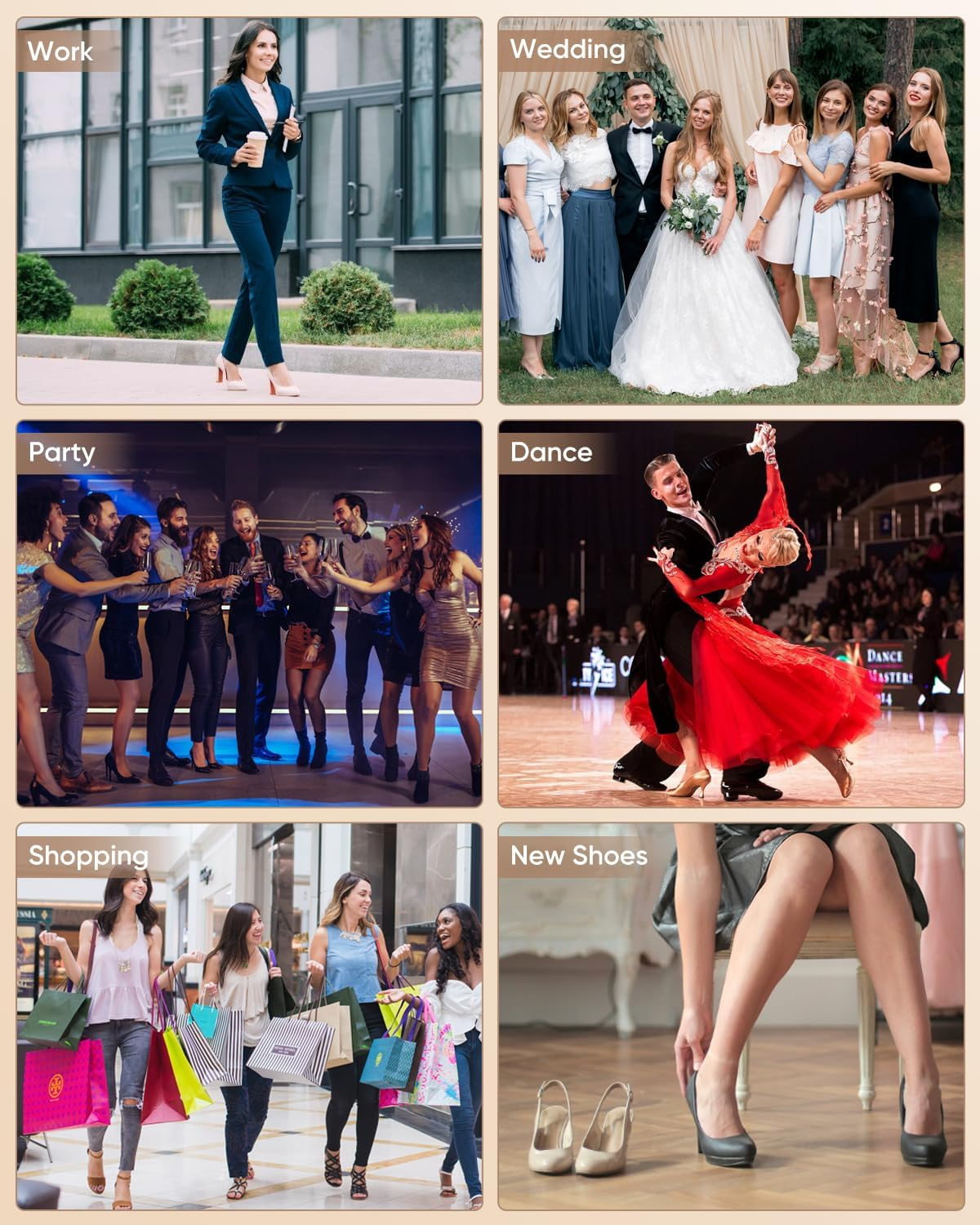 Heel Cushion Inserts and Metatarsal Pads for Women, 3 Pairs Heel Grips and 3 Pairs Ball of Foot Cushions, Silicone Shoe Pads Insoles for High Heels, Blister Prevention for Too Big Shoes image number 6