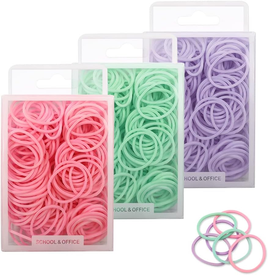 Modixun 300Pcs Colorful Rubber Bands, 1In 2.5Cm Small Rubber Bands, File Bands Stretchable Elastic Bands for School Home Office Stationery Supplies image number 1