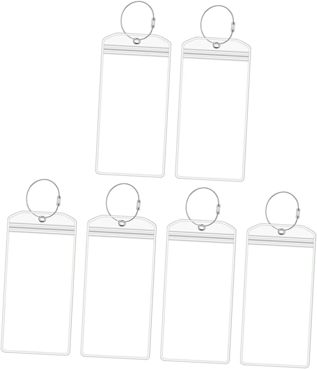 Baluue 6Pcs Luggage Tags for Suitcases PVC Travel Hanging Name Labels with Stainless Steel Keyring and Id Card Holder for Suitcase Briefcase Backpack Durable image number 1