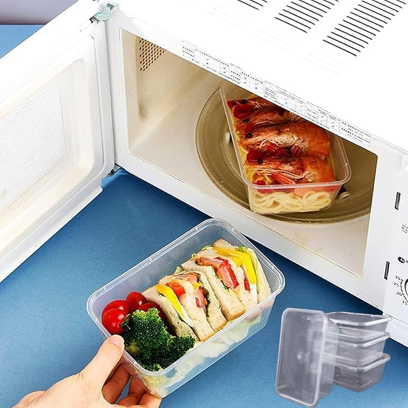 WEZCHUGHAOL Food Storage Containers with Lids, 1000 Ml/750 Ml, Clear Plastic, 100-Pack (1000 Ml) image number 3