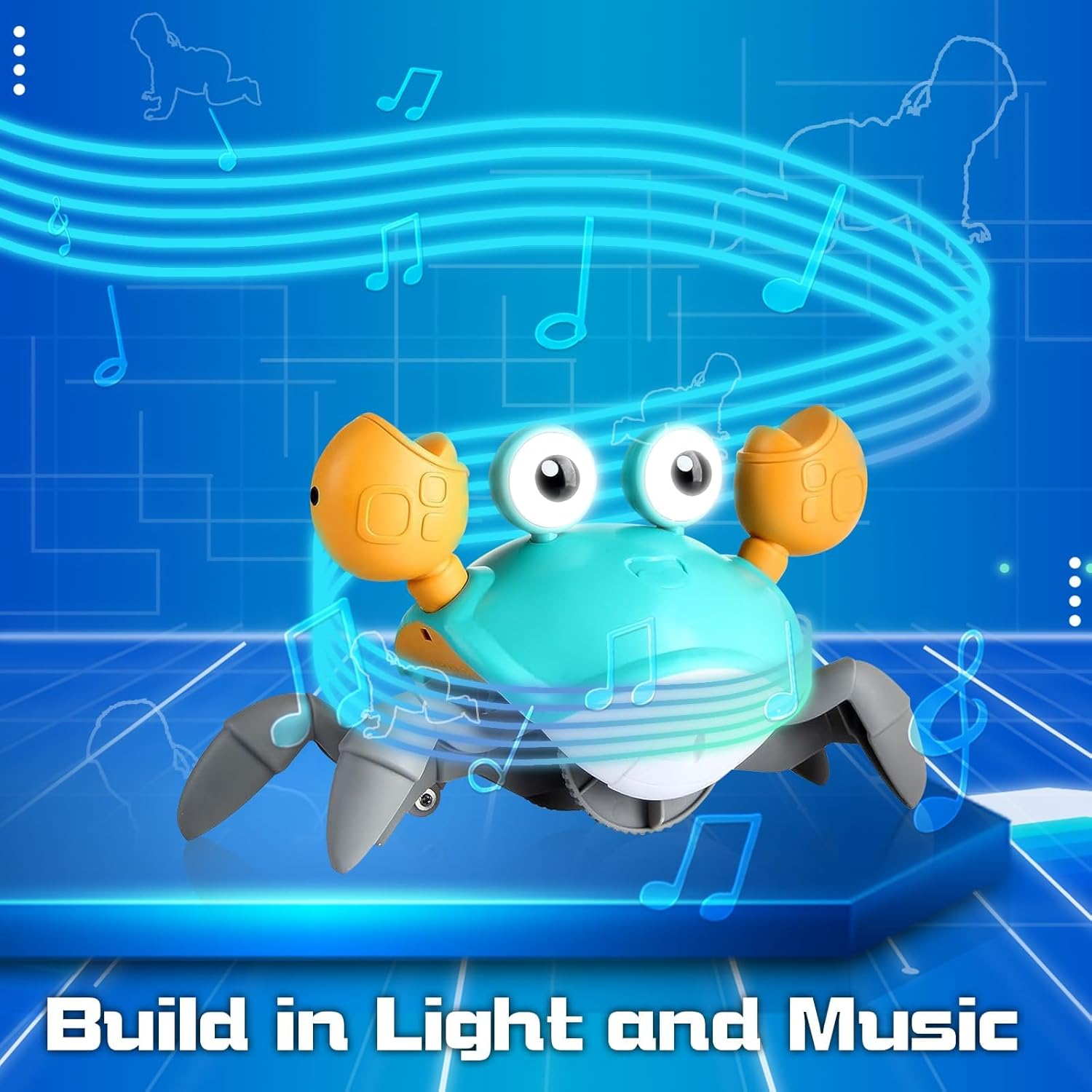 Musical Walk Crawl Move Dance Crazy Crab Toy Interactive Tummy Time Learning Development Viral Electric Led Light up Baby Toddler Kid Infant Christmas Boy Girl Present 4-12 Month Year Old image number 1