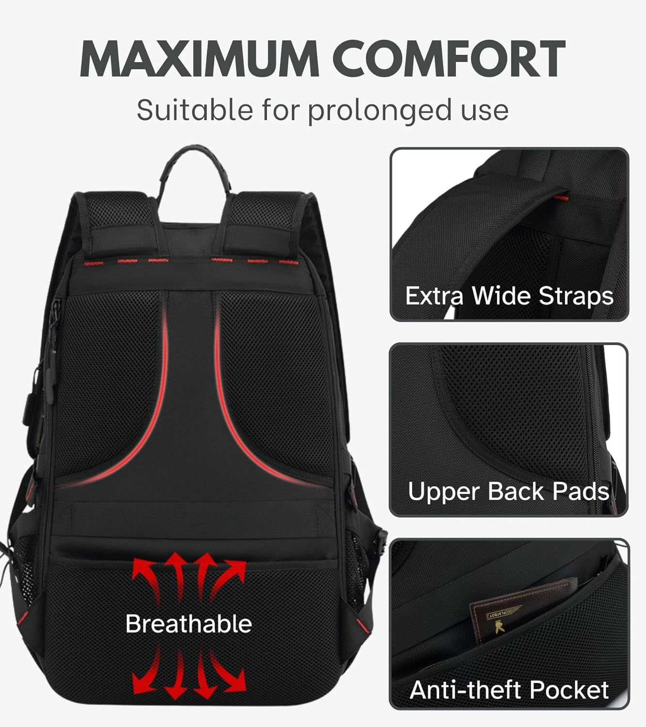 Travel Laptop Backpack, 80L Large Capacity, Suitable for 17 Inches, 15.6 Inches Laptops. Waterproof, Shoe Compartment, Laptop Compartment, USB Interface, and Anti-Theft Rear Pocket. (80L) image number 3