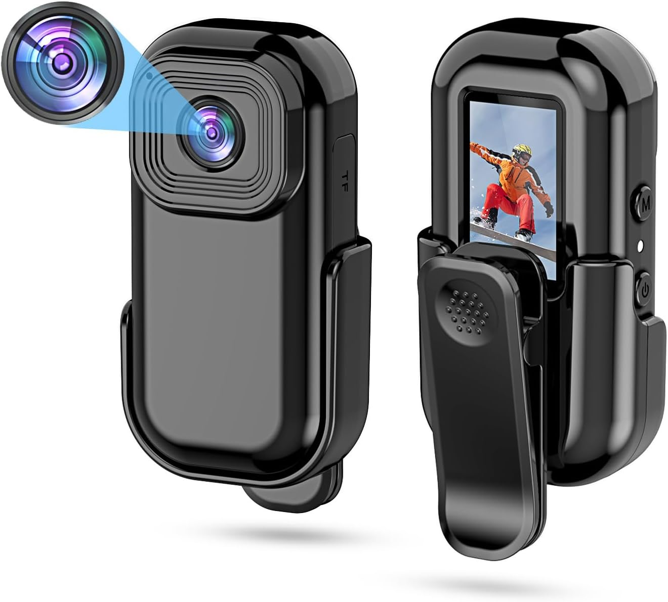 Mini Action Camera, 1080P Back Clip Video Camera with Color Screen, Magnetic Base, 2.4Ghz Wifi anti Shake Vlogging Camera with Loop Recording, 500Mah Battery, Supports up to 128G